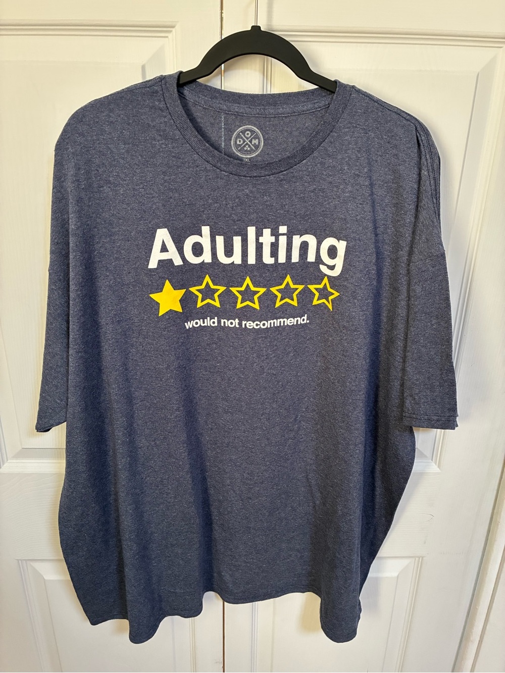 Adulting Graphic Tee - Navy Blue with Yellow Stars